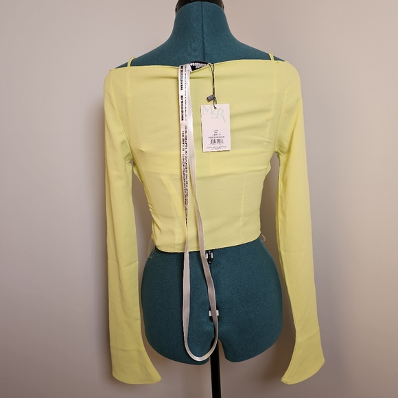 NWT Mistress Rocks Los Angeles lime green 2 piece long sleeve crop top size XS - Picture 3 of 11